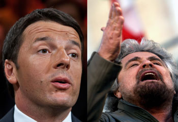 Renzi vs Grillo Recita elettorale 