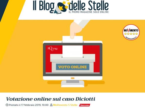 Sul caso della Diciotti decide la rete grillina