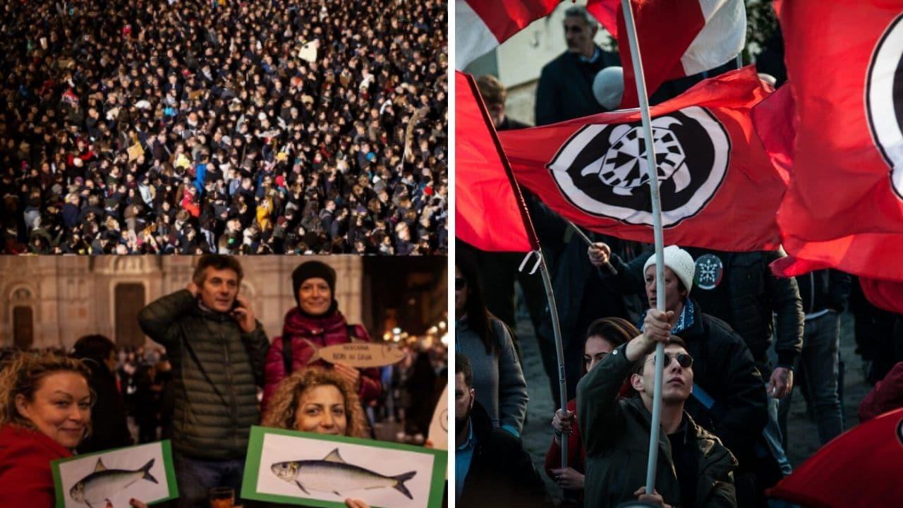 Le sardine sabato a Roma: botta e risposta con Casapound