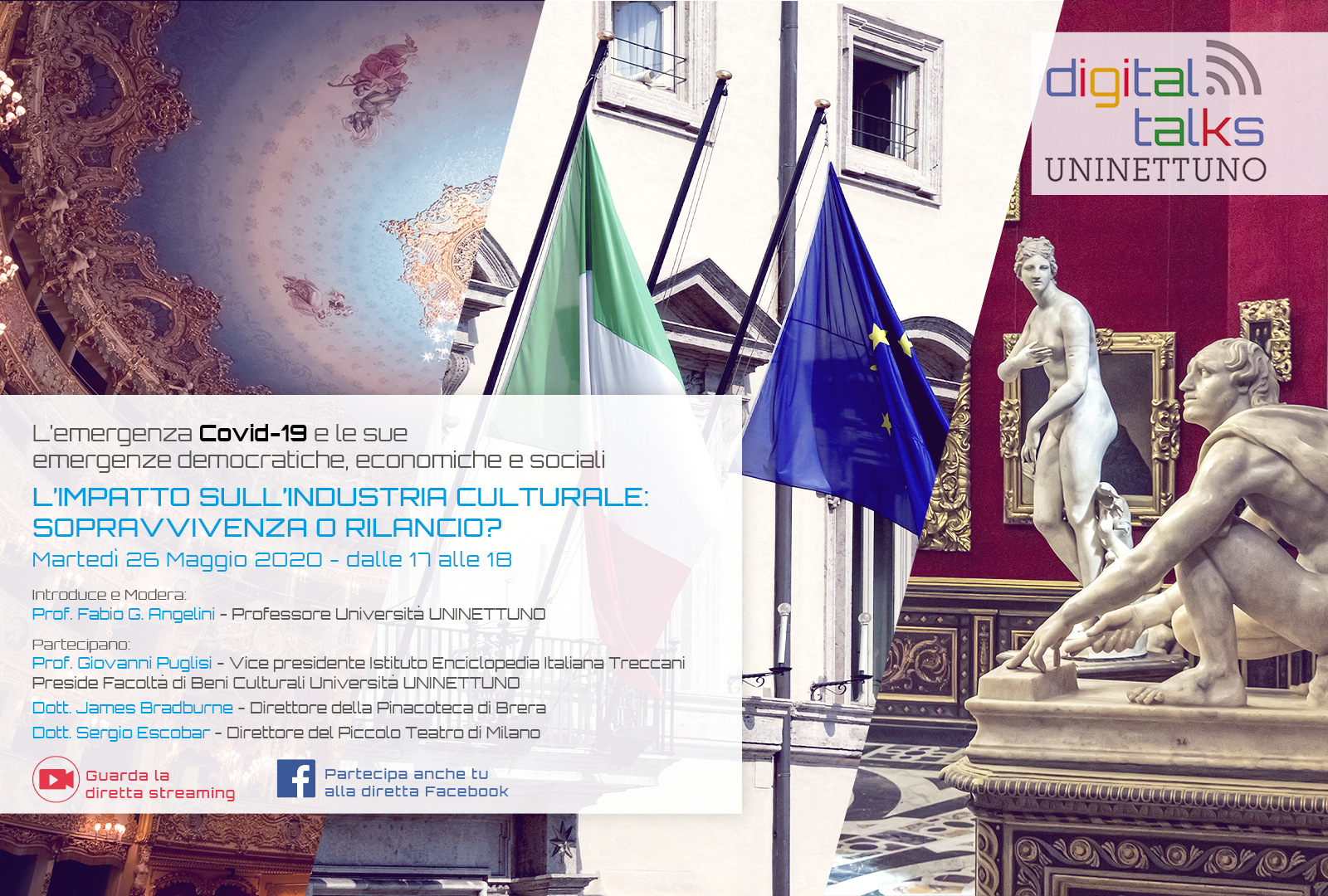 Covid-19, UniNettuno: Il Digital Talk sulla crisi dell’industria culturale