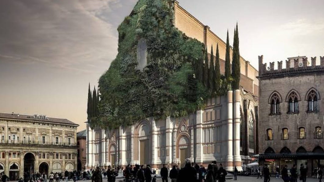 Una piscina in piazza San Pietro e un bosco su San Petronio
