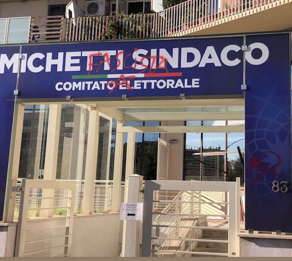 “Fascista”: minacce e insulti al Comitato elettorale di Michetti
