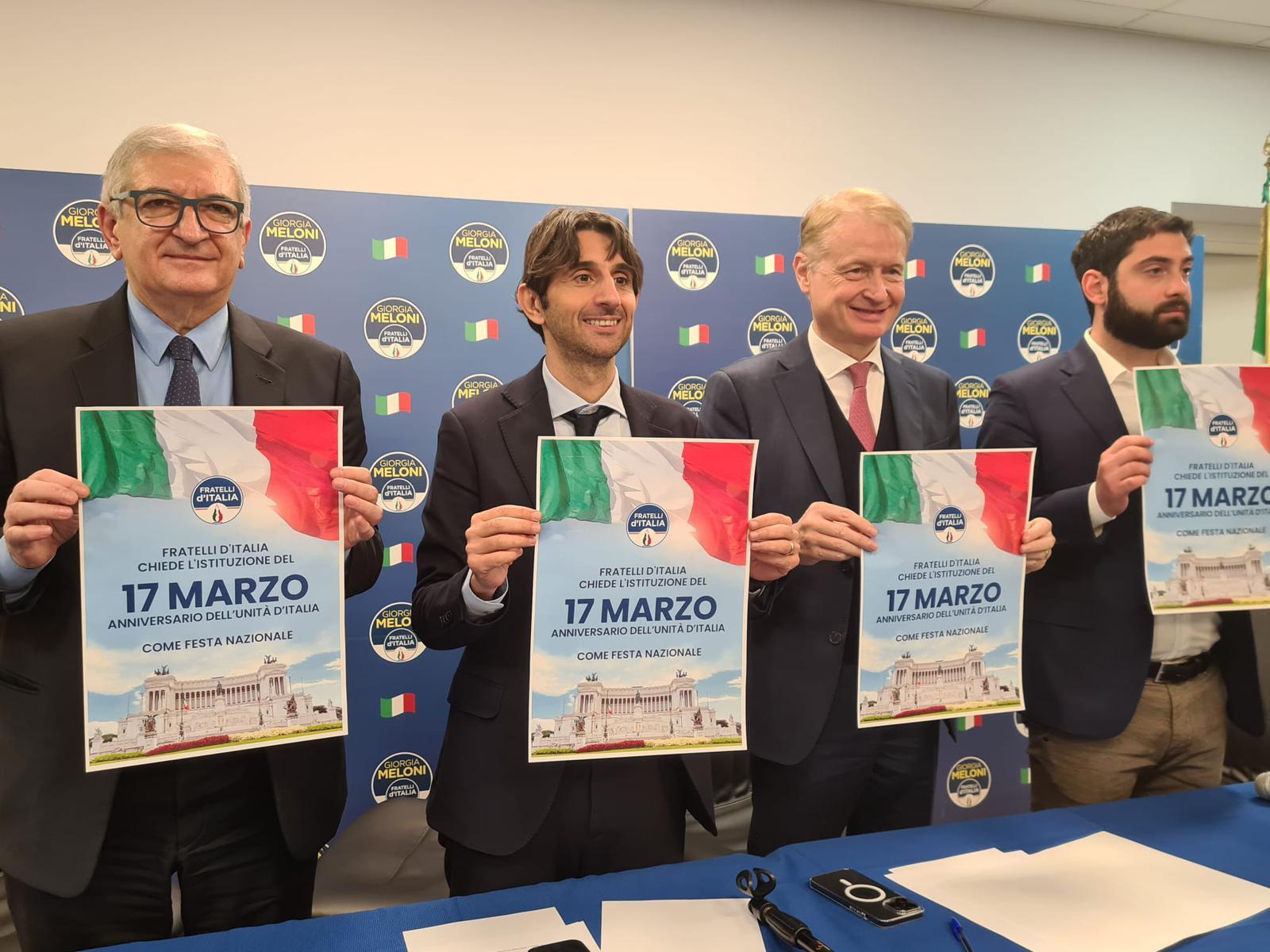 FdI presenta proposta di legge: “17 marzo sia festa nazionale”