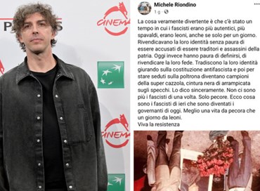 Ignazio La Russa a testa in giù: post shock di Michele Riondino