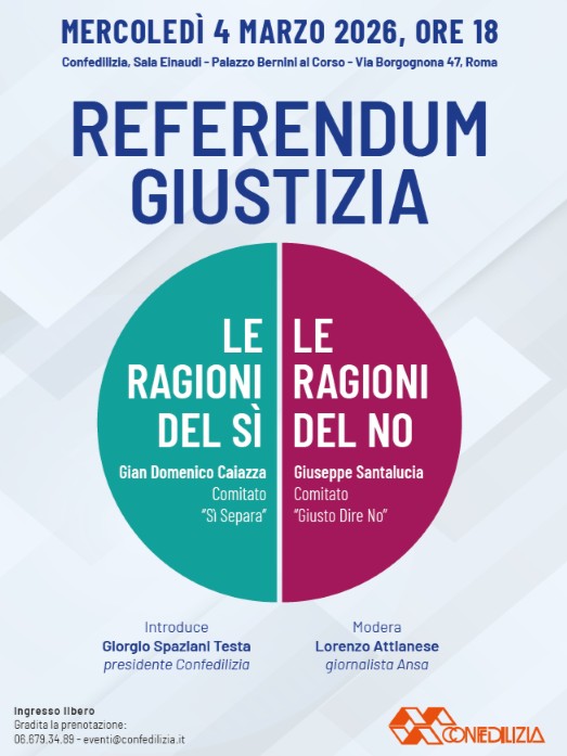 Giustizia, Confedilizia ospita un dibattito sul referendum